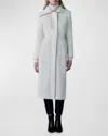 Mackage Clarice Leather Trim Wool Coat In Cream