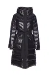 Mackage Coralia Lustrous Light Down Coat With Sash Belt In Black