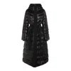 Mackage Long Hooded Quilted Down Jacket With Belt In Black