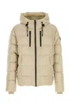 Mackage Hooded Quilted Coat Zip Pockets In Neutral