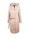 Mackage Long Trench Coat In Light Camel With Belt In Pink