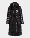 Mackage Coralia Lustrous Light Down Coat With Sash Belt In Black