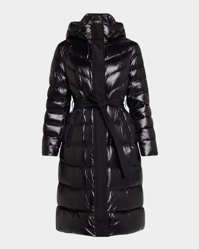 MACKAGE CORALIA LUSTROUS LIGHT DOWN COAT WITH SASH BELT