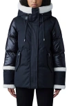 Mackage Cyrah Water Repellent 800 Fill Power Down Puffer Jacket With Genuine Shearling Trim In Black-cream
