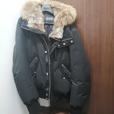 Pre-owned Mackage Dixon Down Bomber With Removable Hooded Bib & Fur Trim In Black