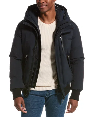 Mackage Dixon Leather-trim Down Bomber Jacket In Black