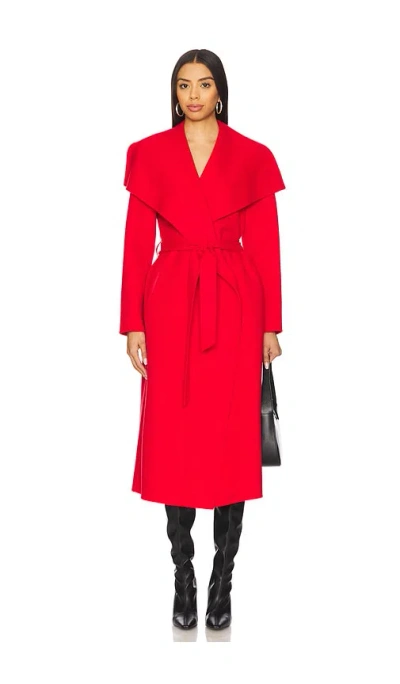 Mackage Double Face Long Wool Coat In 熔岩红