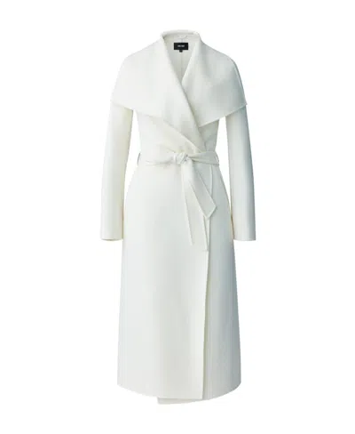 Mackage Mai Wool Belted Wrap Coat In Cream