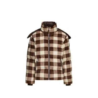 Mackage Doudoune À Carreaux À Capuche Ajustable In Brown