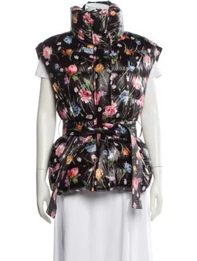 Pre-owned Mackage Down Floral Print Puffer Vest In Multi