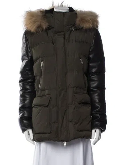 Pre-owned Mackage Down Jacket In Black/green