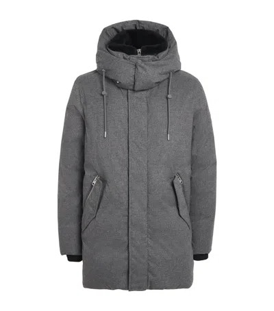 Mackage Down Shearling Hooded Parka Coat In Blue