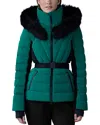 Mackage Elita Down Ski Jacket With Removable Shearling Trim In Emerald