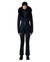 Mackage Women's Elle Belted Shearling-trimmed Shell Ski Suit In Black