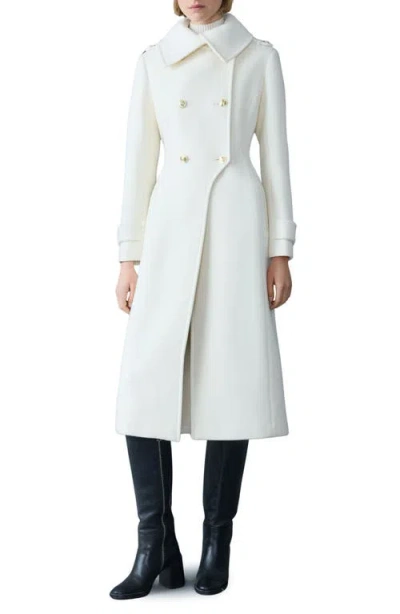 Mackage Elodie Double Breasted Military Maxi Coat In White