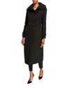 Mackage Elodie Double-breasted Sparkly Long Coat In Black