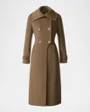 Mackage Elodie Double Breasted Military Maxi Coat In Brown