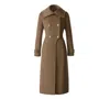 Mackage Elodie Double Breasted Military Maxi Coat In Brown