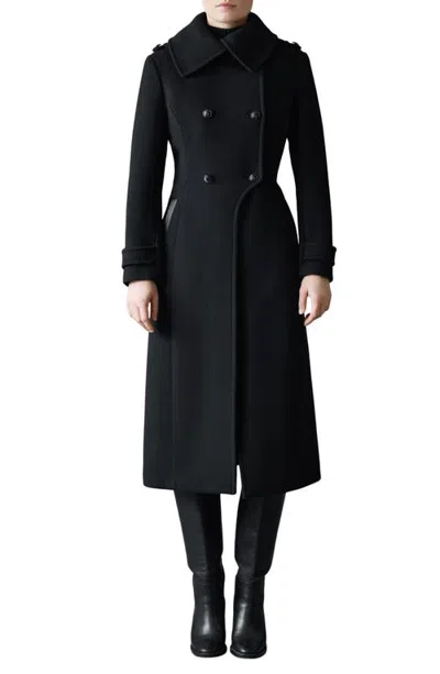 Mackage Elodie-r Double Breasted Wool Blend Coat In Black