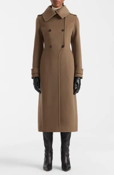 Mackage Elodie-r Double Breasted Wool Blend Coat In Brown
