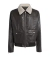 Mackage Embossed-leather Chance-nv Bomber Jacket In Brown