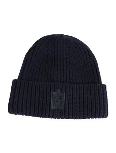 Pre-owned Mackage Embroidered Beanie In Blue