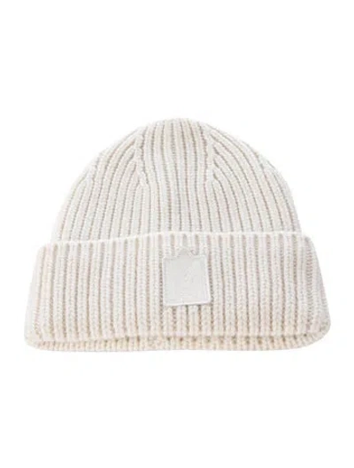 Pre-owned Mackage Embroidered Patch Knit Beanie W/tags In White