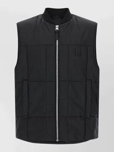 Mackage Eren Vest Sleeveless Quilted Ribbed Collar In Black