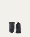 Mackage Eunice Leather Logo Gloves With Cashmere Lining In Black