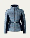Mackage Evita Mixed-media Tweed Down Jacket In Sky Blue Multi