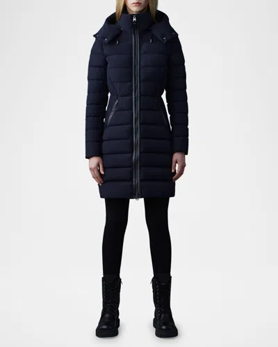 Mackage Farren Detachable-hood Lightweight Down Coat In Navy