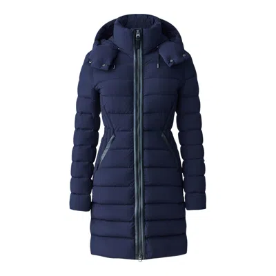 Mackage Farren Detachable-hood Lightweight Down Coat In Navy