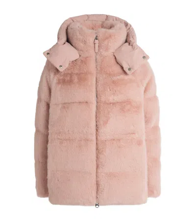 Mackage Faux Fur-trim Cassidy Coat In Pink