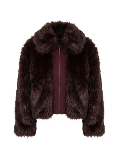 Mackage Faux-fur Collar Coat In Red