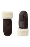 Mackage Fleece Trim Quilted Down Mittens In Brown