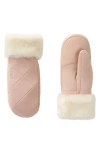 Mackage Fleece Trim Quilted Down Mittens In Orange