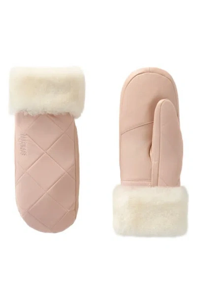 Mackage Fleece Trim Quilted Down Mittens In Orange