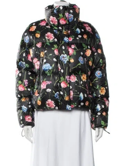 Pre-owned Mackage Floral Print Down Jacket In Black