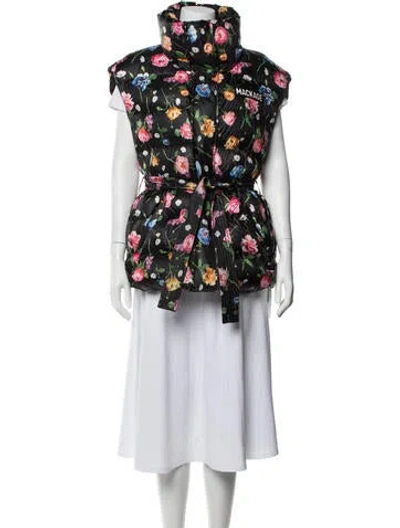 Pre-owned Mackage Floral Print Down Jacket In Black
