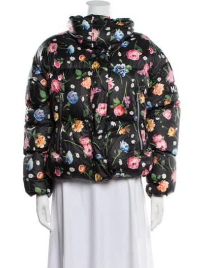 Pre-owned Mackage Floral Print Down Jacket In Black
