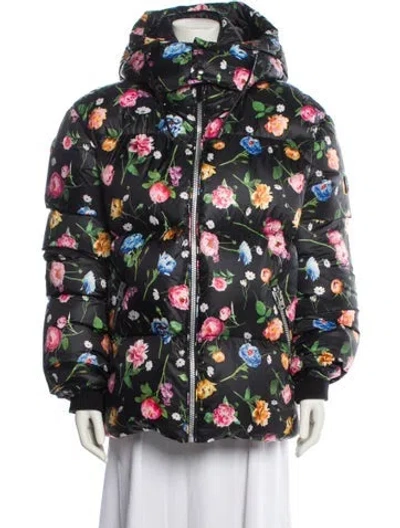 Pre-owned Mackage Floral Print Parka In Black