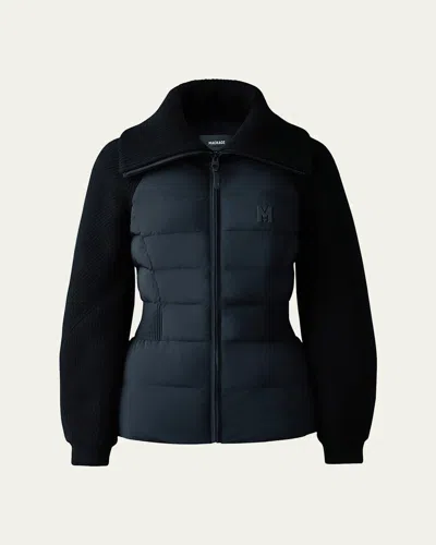 Mackage Foxy Light Down Mixed-media Jacket In Black