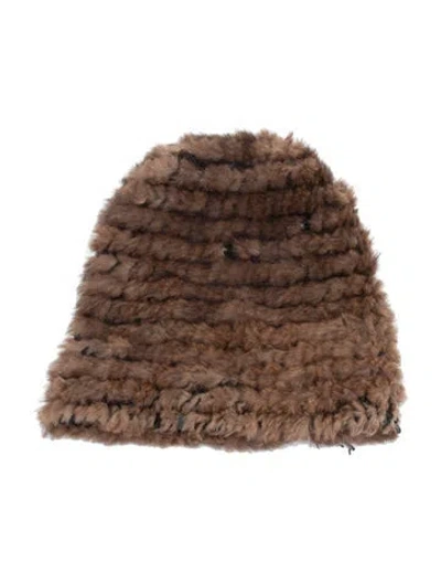 Pre-owned Mackage Fur Blend Beanie In Brown