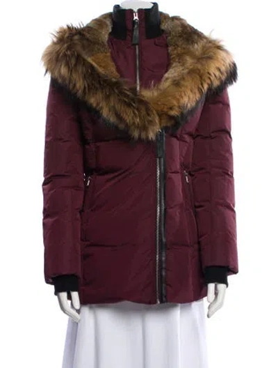 Pre-owned Mackage Fur Coat In Burgundy