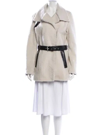 Pre-owned Mackage Fur Trench Coat In White