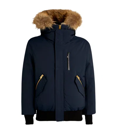 Mackage Fur-trim Dixon Bomber Jacket In Navy