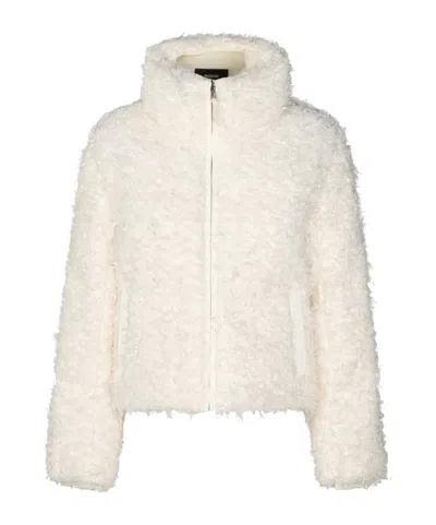 Mackage Fuzzy Stand Collar Zip Jacket In White