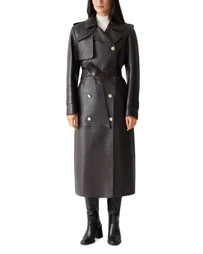 Mackage Gael Double Breasted Lambskin Leather Trench Coat In Black