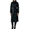 Mackage Gael-v Double Breasted Lambskin Leather Trench Coat In Black
