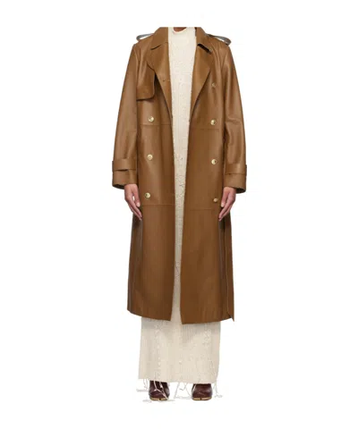 Mackage Gael-v Leather Coat In Brown